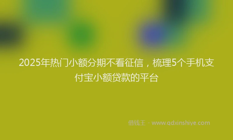 2025年热门小额分期不看征信，梳理5个手机支付宝小额贷款的平台