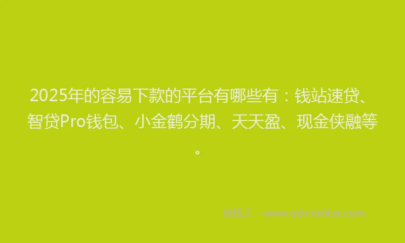 2025年的容易下款的平台有哪些有：钱站速贷、智贷Pro钱包、小金鹤分期、天天盈、现金侠融等。