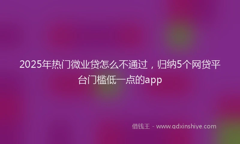 2025年热门微业贷怎么不通过，归纳5个网贷平台门槛低一点的app