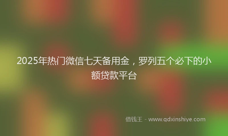 2025年热门微信七天备用金，罗列五个必下的小额贷款平台