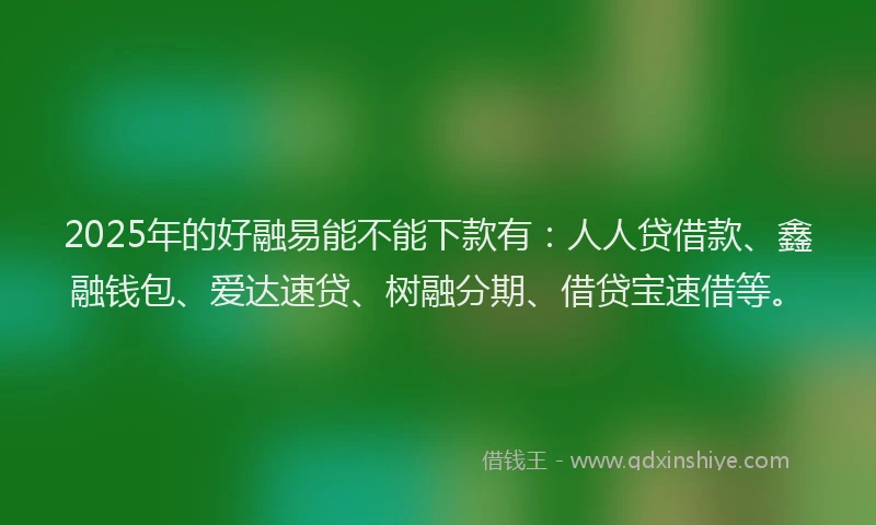 2025年的好融易能不能下款有：人人贷借款、鑫融钱包、爱达速贷、树融分期、借贷宝速借等。