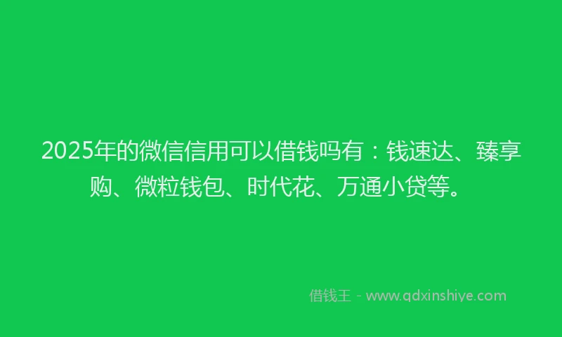 2025年的微信信用可以借钱吗有：钱速达、臻享购、微粒钱包、时代花、万通小贷等。
