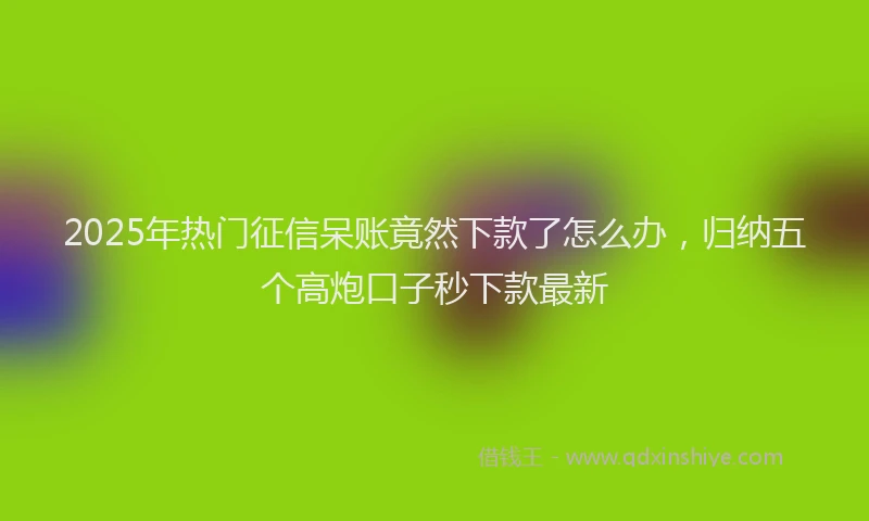 2025年热门征信呆账竟然下款了怎么办，归纳五个高炮口子秒下款最新
