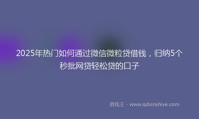 2025年热门如何通过微信微粒贷借钱，归纳5个秒批网贷轻松贷的口子