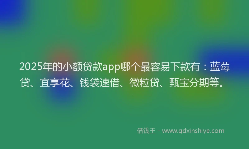 2025年的小额贷款app哪个最容易下款有：蓝莓贷、宜享花、钱袋速借、微粒贷、甄宝分期等。