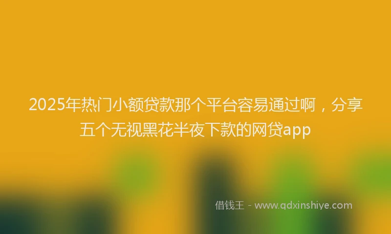 2025年热门小额贷款那个平台容易通过啊，分享五个无视黑花半夜下款的网贷app