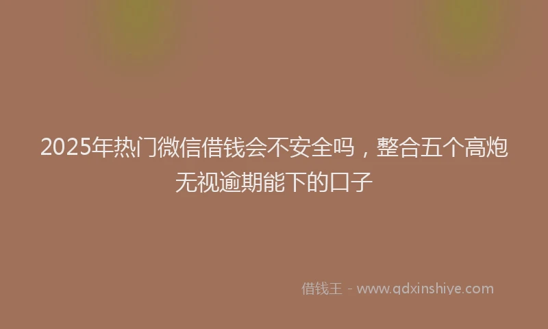 2025年热门微信借钱会不安全吗，整合五个高炮无视逾期能下的口子