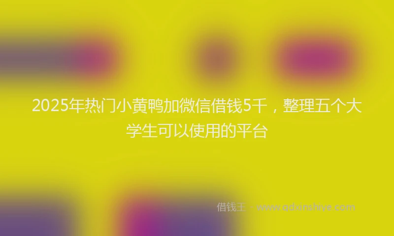 2025年热门小黄鸭加微信借钱5千，整理五个大学生可以使用的平台