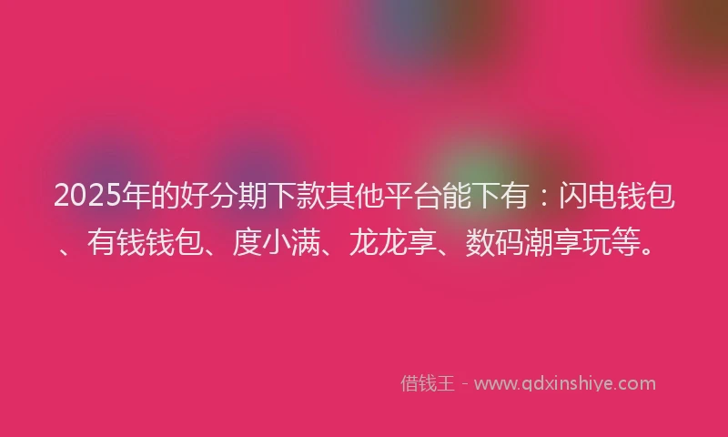 2025年的好分期下款其他平台能下有：闪电钱包、有钱钱包、度小满、龙龙享、数码潮享玩等。