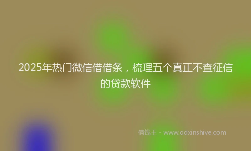 2025年热门微信借借条，梳理五个真正不查征信的贷款软件