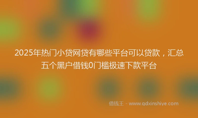 2025年热门小贷网贷有哪些平台可以贷款，汇总五个黑户借钱0门槛极速下款平台