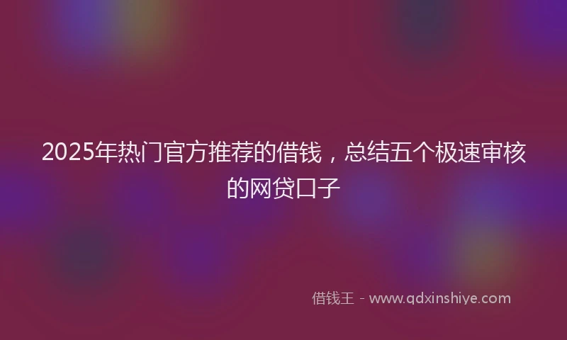 2025年热门官方推荐的借钱，总结五个极速审核的网贷口子