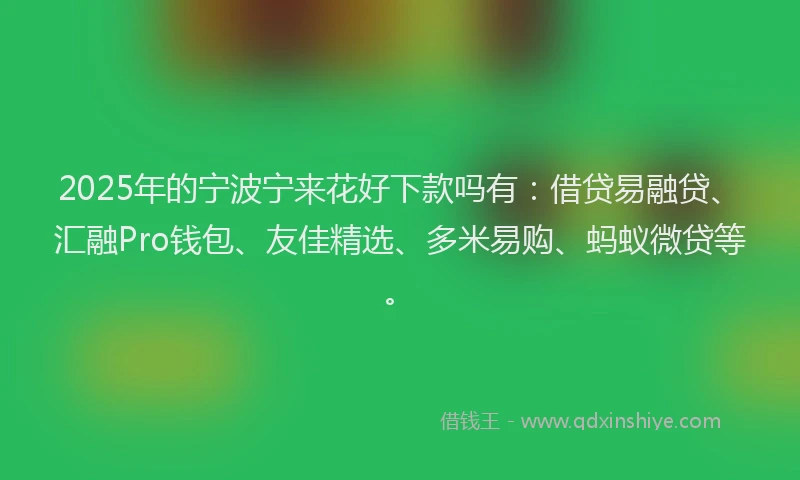 2025年的宁波宁来花好下款吗有：借贷易融贷、汇融Pro钱包、友佳精选、多米易购、蚂蚁微贷等。