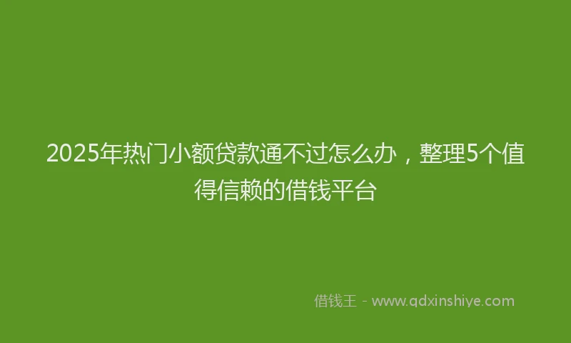 2025年热门小额贷款通不过怎么办，整理5个值得信赖的借钱平台