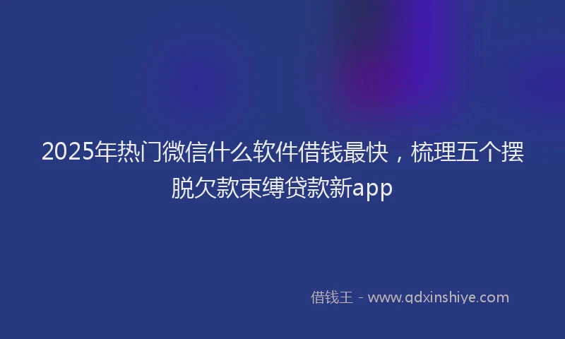 2025年热门微信什么软件借钱最快，梳理五个摆脱欠款束缚贷款新app