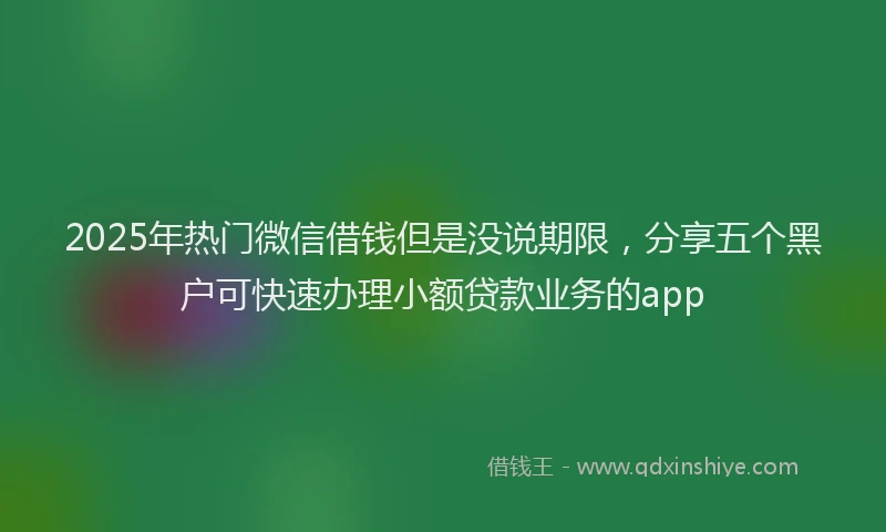 2025年热门微信借钱但是没说期限，分享五个黑户可快速办理小额贷款业务的app
