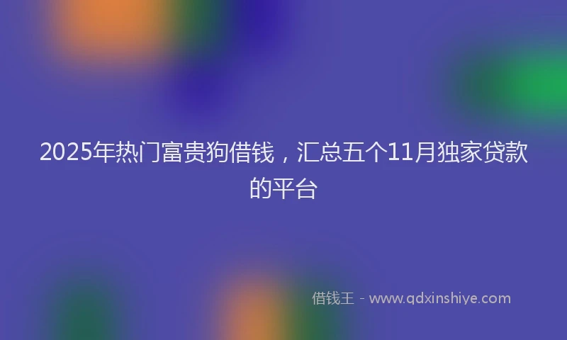 2025年热门富贵狗借钱，汇总五个11月独家贷款的平台