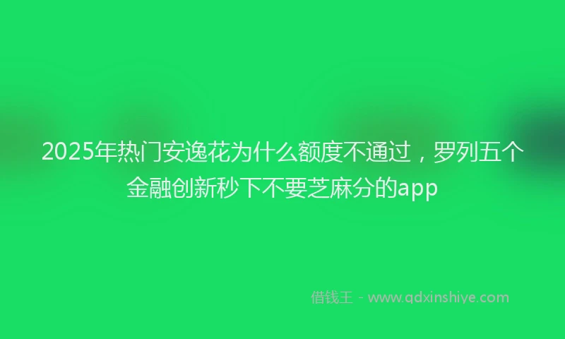 2025年热门安逸花为什么额度不通过，罗列五个金融创新秒下不要芝麻分的app