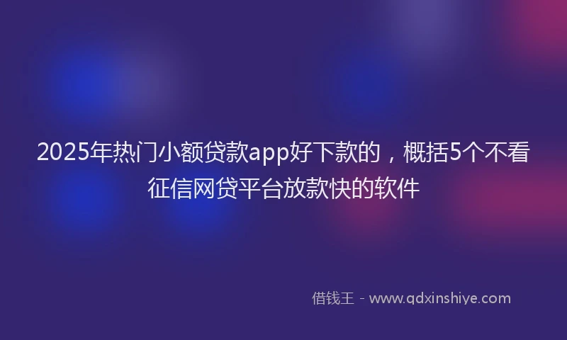 2025年热门小额贷款app好下款的，概括5个不看征信网贷平台放款快的软件