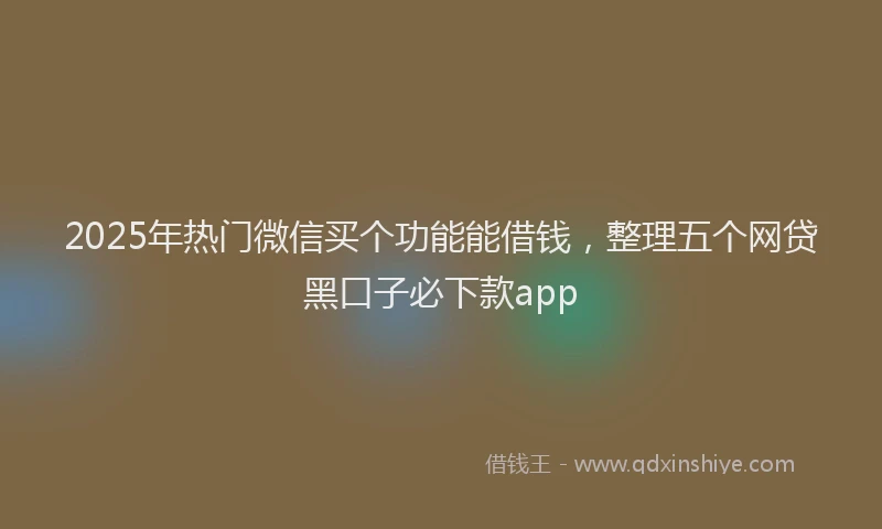 2025年热门微信买个功能能借钱，整理五个网贷黑口子必下款app