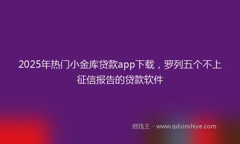 2025年热门小金库贷款app下载，罗列五个不上征信报告的贷款软件