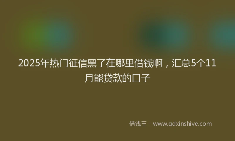 2025年热门征信黑了在哪里借钱啊，汇总5个11月能贷款的口子