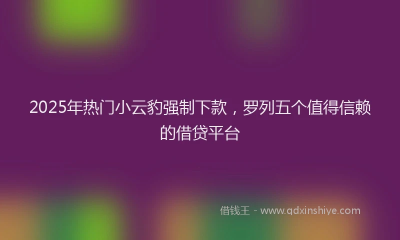 2025年热门小云豹强制下款，罗列五个值得信赖的借贷平台