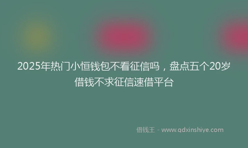 2025年热门小恒钱包不看征信吗，盘点五个20岁借钱不求征信速借平台