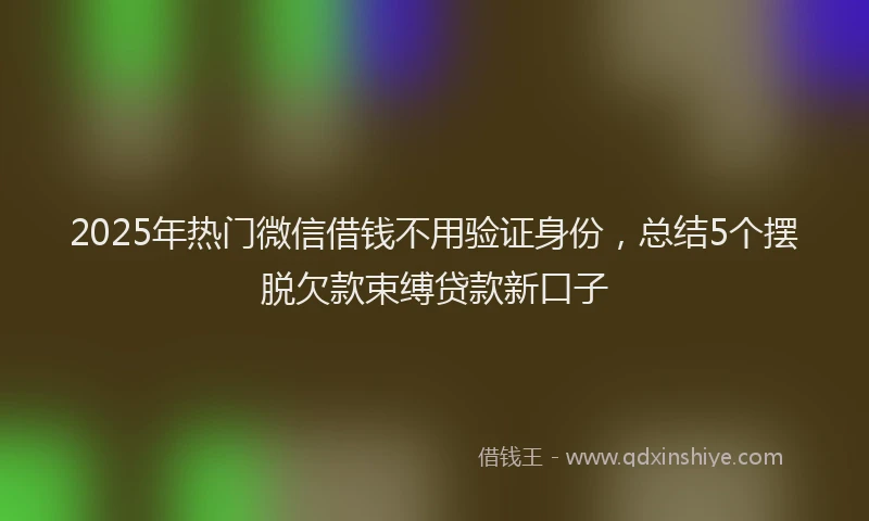 2025年热门微信借钱不用验证身份，总结5个摆脱欠款束缚贷款新口子