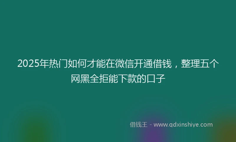 2025年热门如何才能在微信开通借钱，整理五个网黑全拒能下款的口子