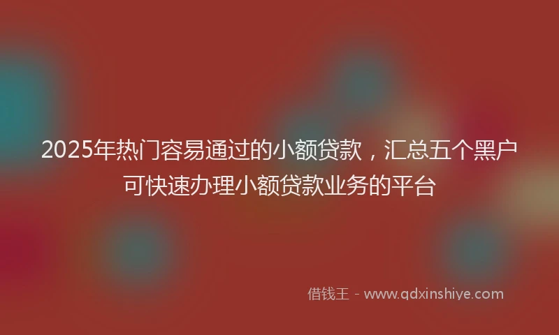 2025年热门容易通过的小额贷款，汇总五个黑户可快速办理小额贷款业务的平台