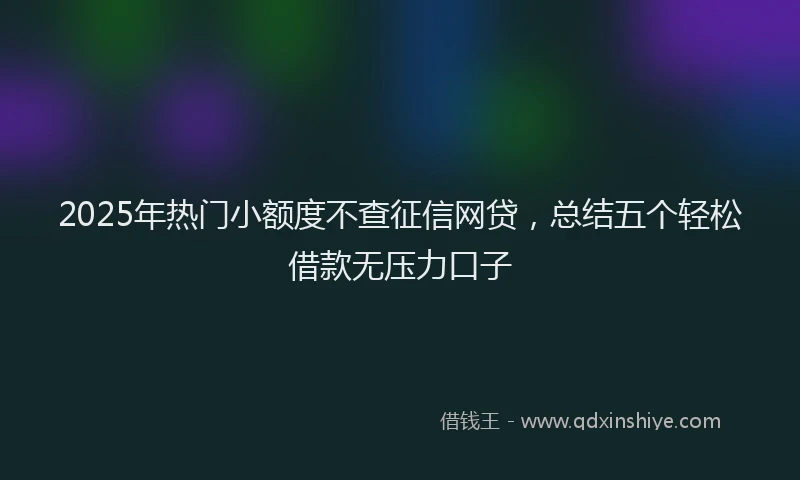 2025年热门小额度不查征信网贷，总结五个轻松借款无压力口子