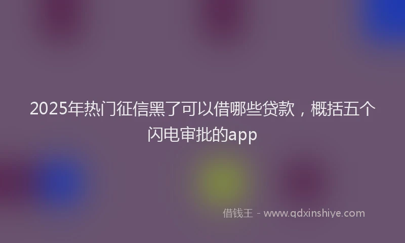 2025年热门征信黑了可以借哪些贷款，概括五个闪电审批的app