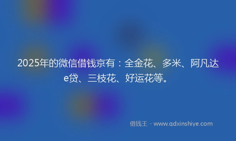 2025年的微信借钱京有：全金花、多米、阿凡达e贷、三枝花、好运花等。