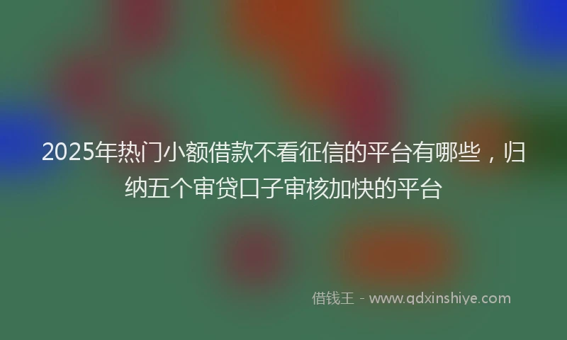 2025年热门小额借款不看征信的平台有哪些，归纳五个审贷口子审核加快的平台