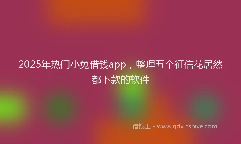 2025年热门小兔借钱app，整理五个征信花居然都下款的软件