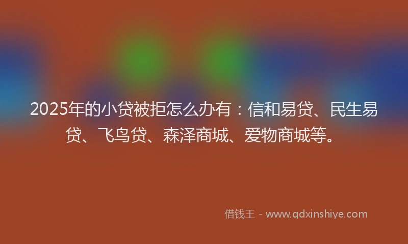 2025年的小贷被拒怎么办有：信和易贷、民生易贷、飞鸟贷、森泽商城、爱物商城等。
