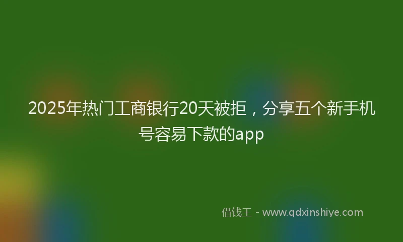 2025年热门工商银行20天被拒，分享五个新手机号容易下款的app