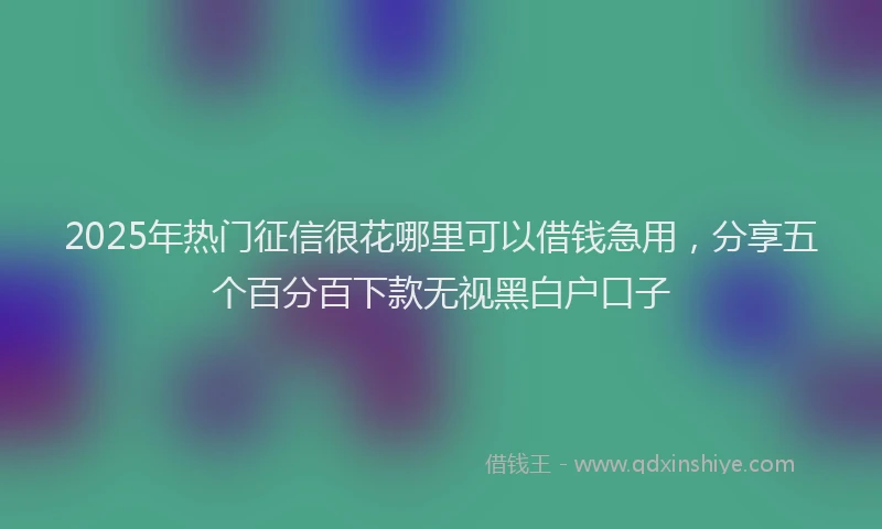 2025年热门征信很花哪里可以借钱急用，分享五个百分百下款无视黑白户口子