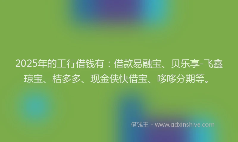 2025年的工行借钱有：借款易融宝、贝乐享-飞鑫琼宝、桔多多、现金侠快借宝、哆哆分期等。