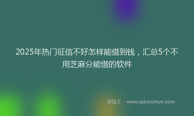 2025年热门征信不好怎样能借到钱，汇总5个不用芝麻分能借的软件