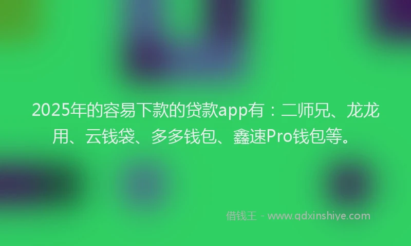2025年的容易下款的贷款app有：二师兄、龙龙用、云钱袋、多多钱包、鑫速Pro钱包等。