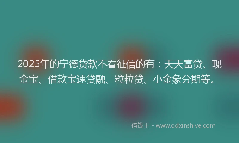 2025年的宁德贷款不看征信的有：天天富贷、现金宝、借款宝速贷融、粒粒贷、小金象分期等。