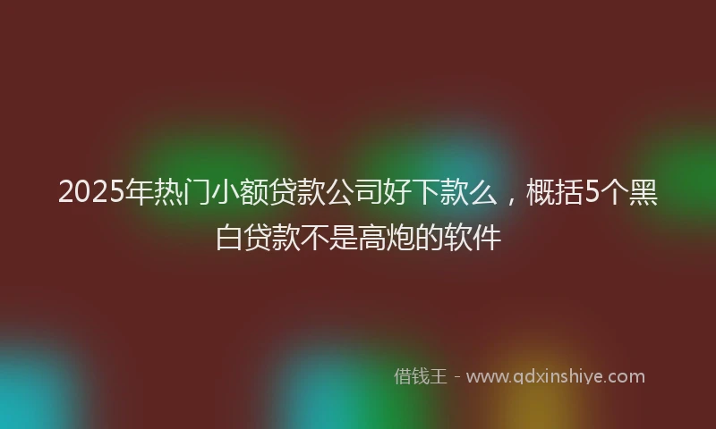 2025年热门小额贷款公司好下款么，概括5个黑白贷款不是高炮的软件