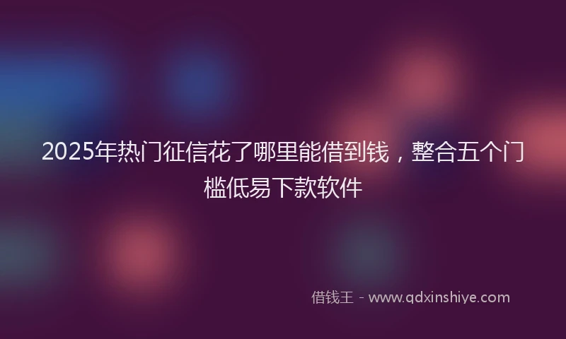 2025年热门征信花了哪里能借到钱，整合五个门槛低易下款软件