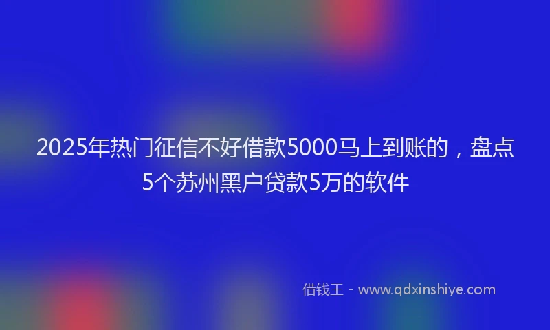 2025年热门征信不好借款5000马上到账的，盘点5个苏州黑户贷款5万的软件