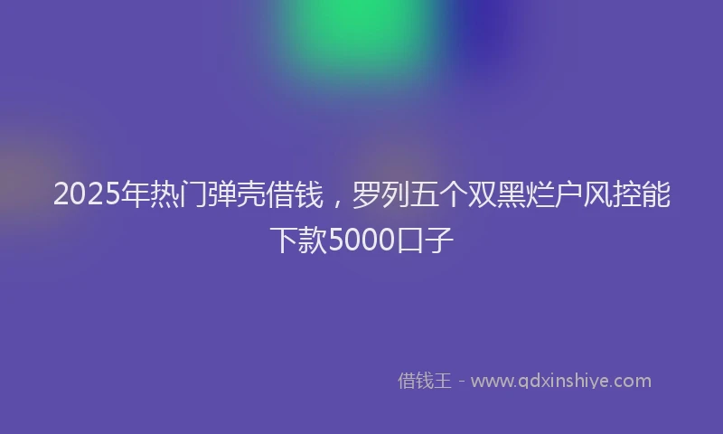 2025年热门弹壳借钱，罗列五个双黑烂户风控能下款5000口子