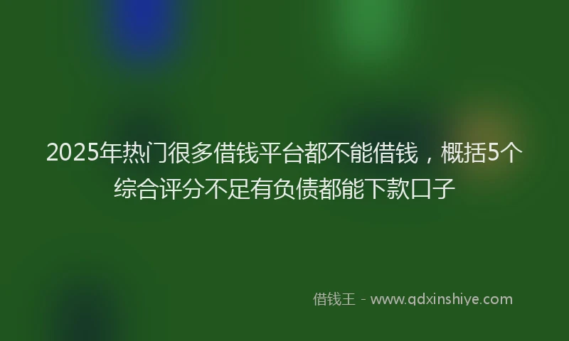 2025年热门很多借钱平台都不能借钱，概括5个综合评分不足有负债都能下款口子