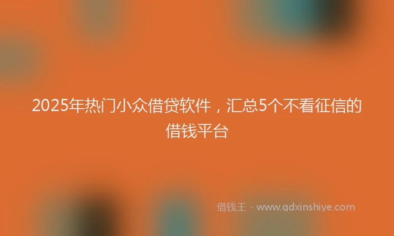 2025年热门小众借贷软件，汇总5个不看征信的借钱平台