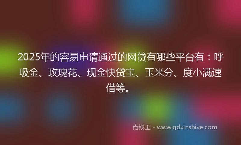 2025年的容易申请通过的网贷有哪些平台有：呼吸金、玫瑰花、现金快贷宝、玉米分、度小满速借等。